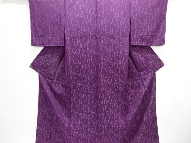 花唐草模様織り出し単衣色無地着物